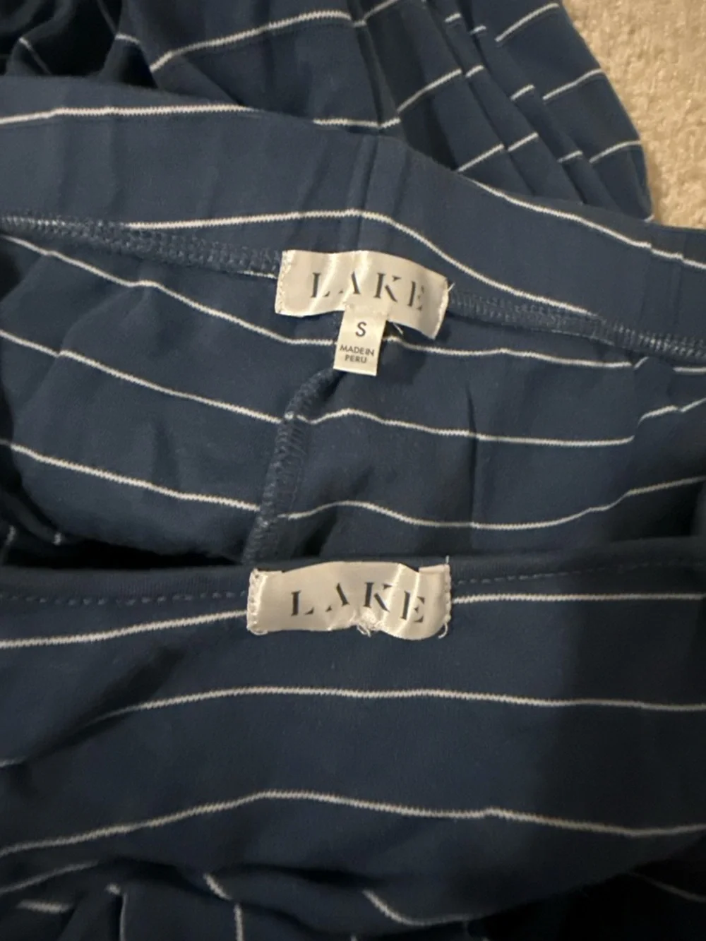 Lake Pajama Pima Long-Long Set in Navy Boating Stripe - Picture 5 of 5